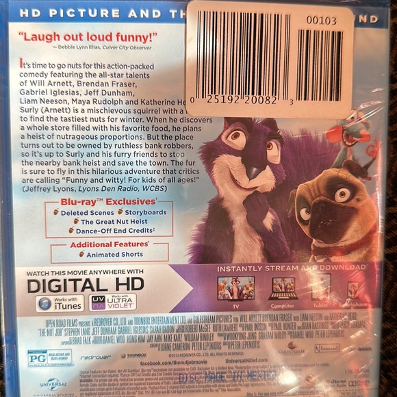THE NUT JOB NWT BLU Ray +DVD + DIGITAL HD ULTRAVIOLET NTSB format for USA - Picture 5 of 6